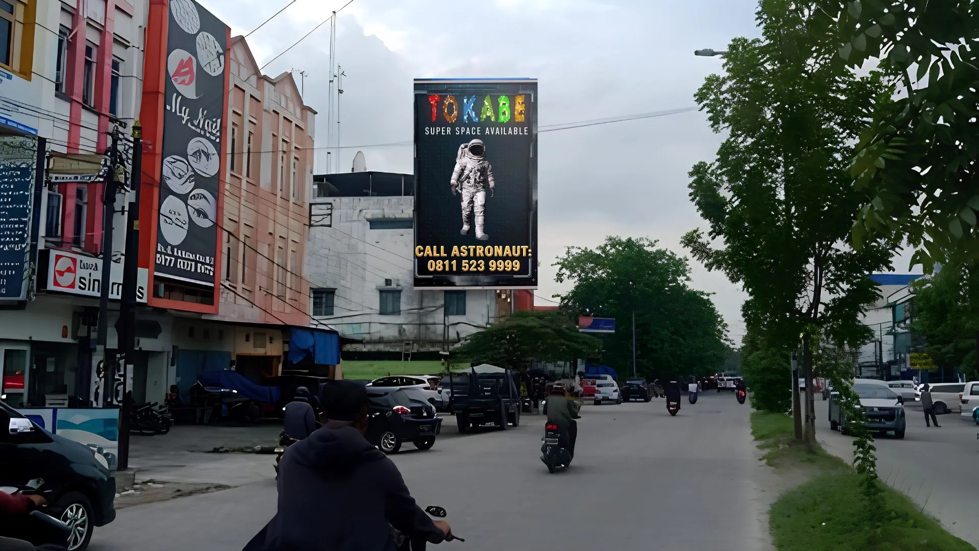 Sewa Reklame Billboard Tokabe.id - Jl. Gunung Krakatau Sp. Gang Berkat (RM Putri Pasaman), Medan - Harga sewa billboard Medan